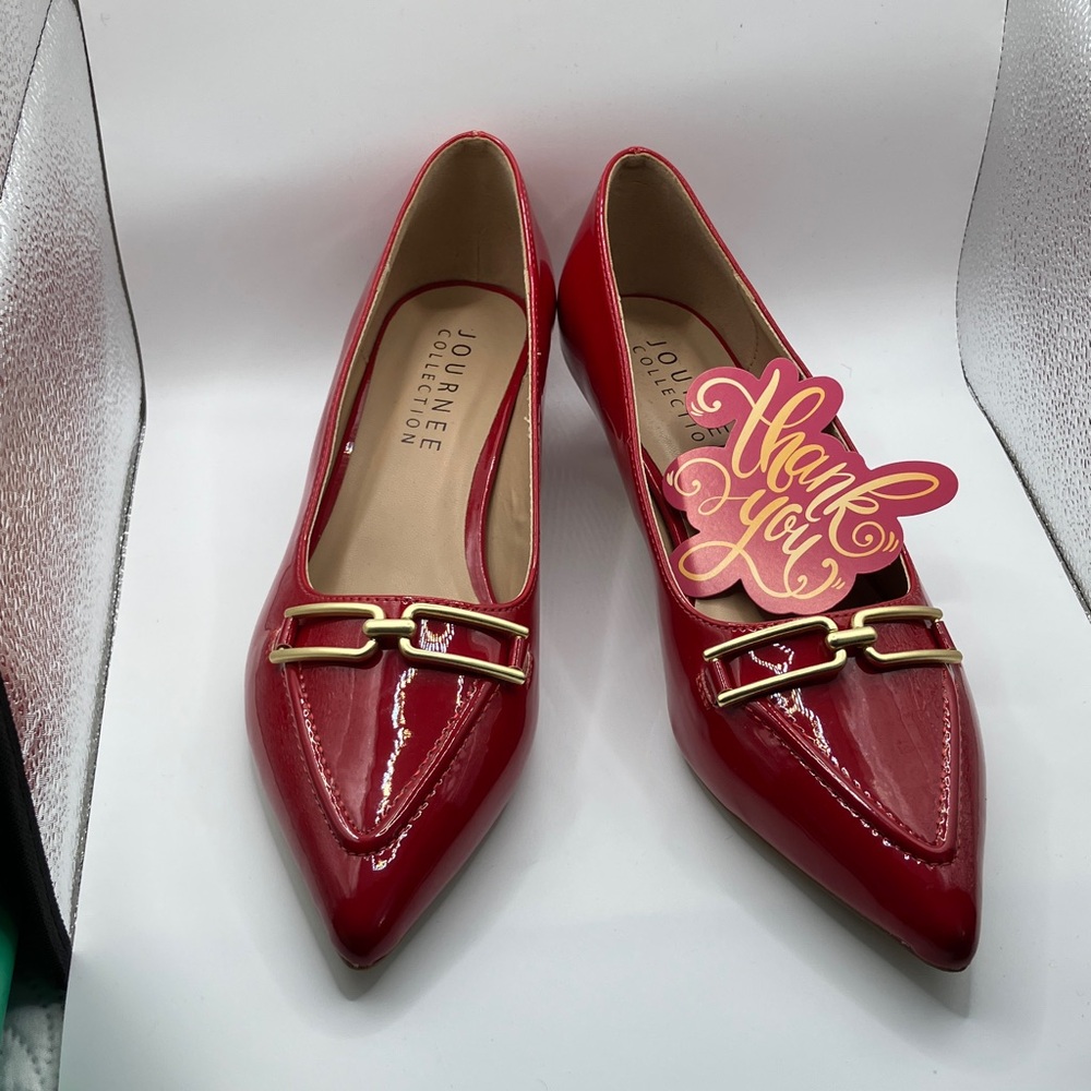 Journee Collection Red Patent Heels